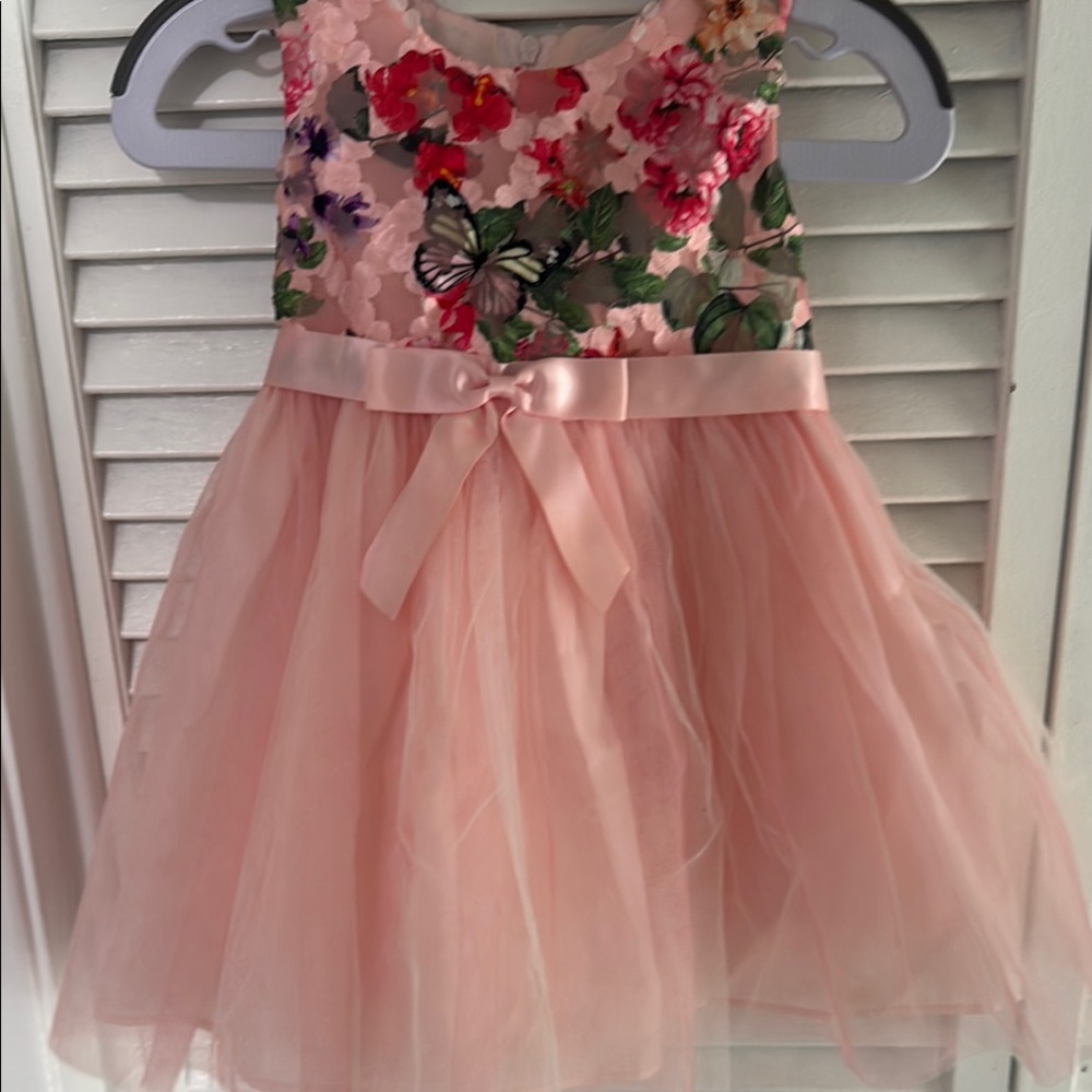 Bonnie Baby Pink little girls dress with butterflies